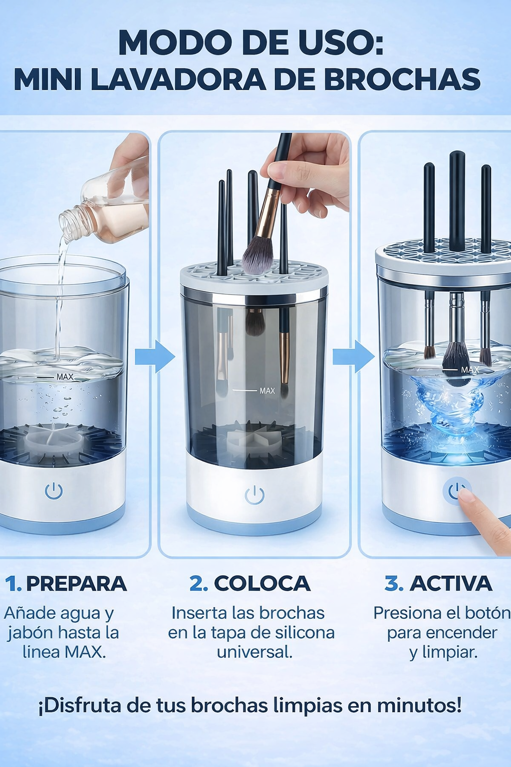 LIMPIADOR ELÉCTRICO DE BROCHAS DE MAQUILLAJE – LIMPIA Y SECA EN 10 SEGUNDOS | ENVÍO GRATIS
