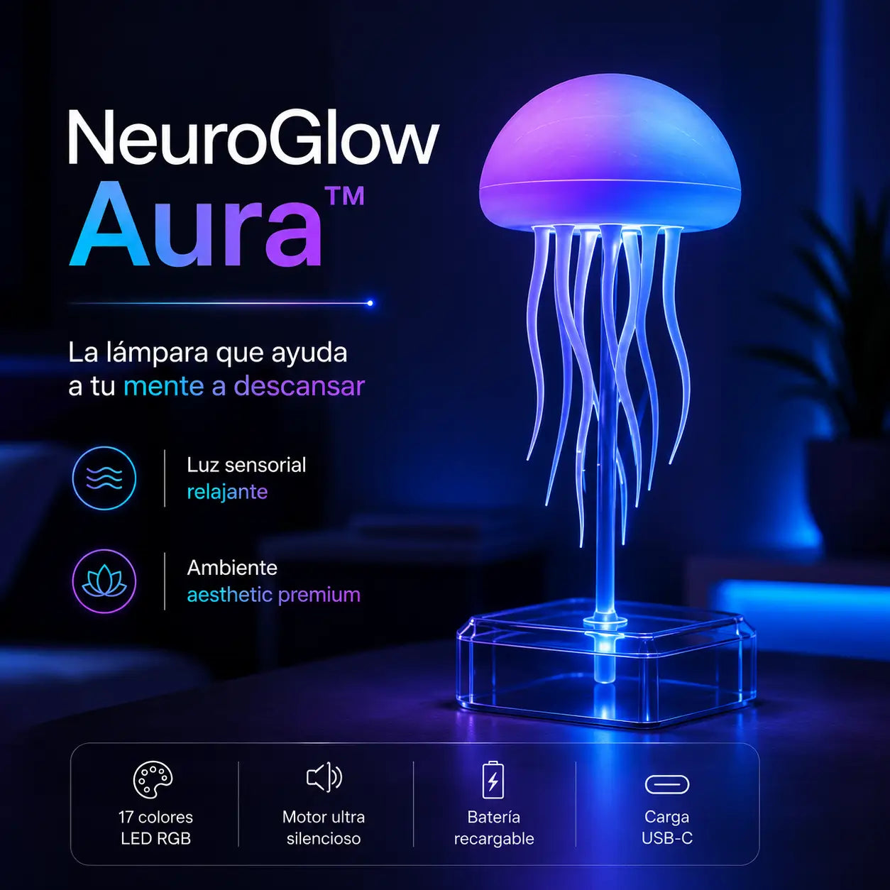 NeuroGlow Aura™: La lámpara que ayuda a tu mente a descansar