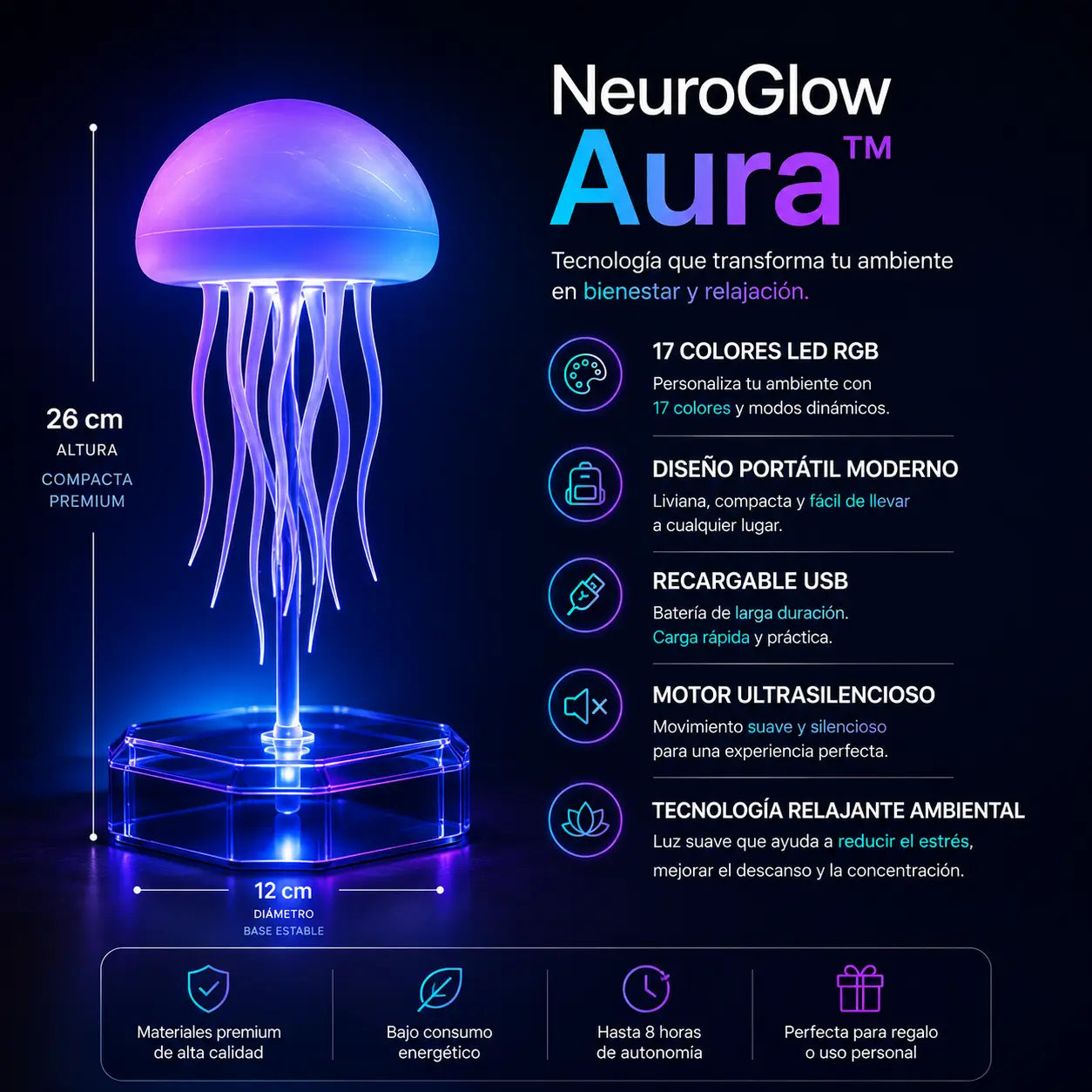NeuroGlow Aura™: La lámpara que ayuda a tu mente a descansar