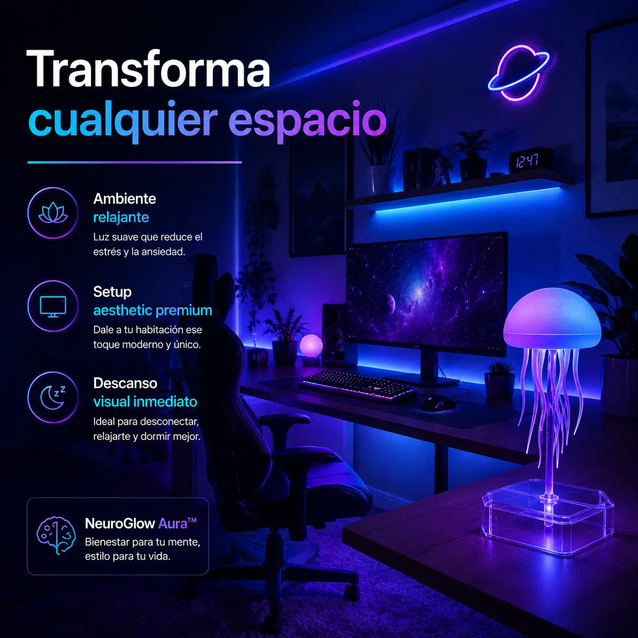 NeuroGlow Aura™: La lámpara que ayuda a tu mente a descansar