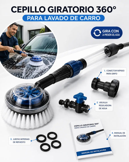 Cepillo Giratorio 360°: Limpieza Fácil para Carro, Moto y Hogar