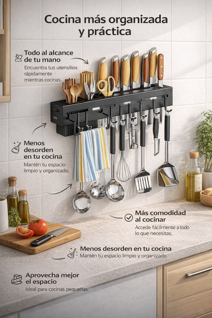 Organizador de Cocina de Pared | Rack Multifuncional
