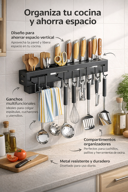 Organizador de Cocina de Pared | Rack Multifuncional