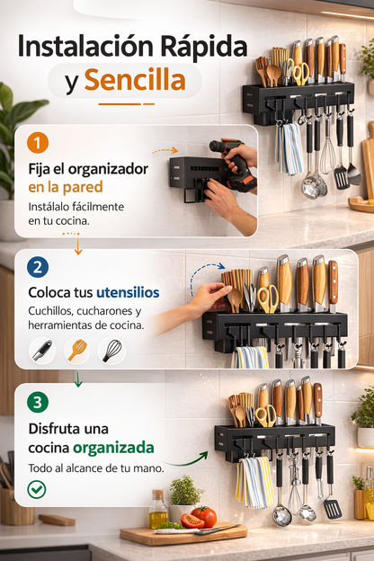 Organizador de Cocina de Pared | Rack Multifuncional